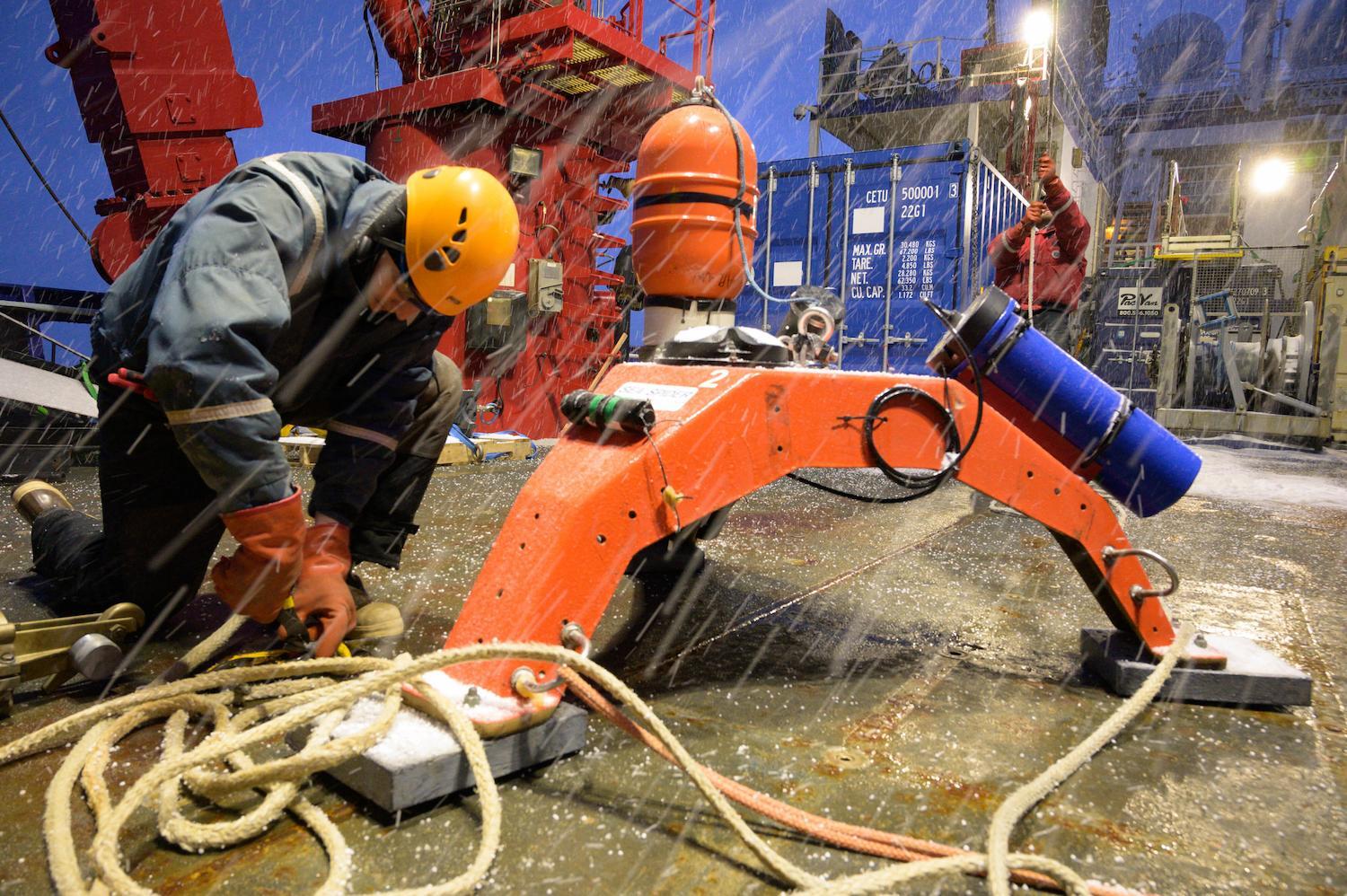 Nortek employee working on the ship