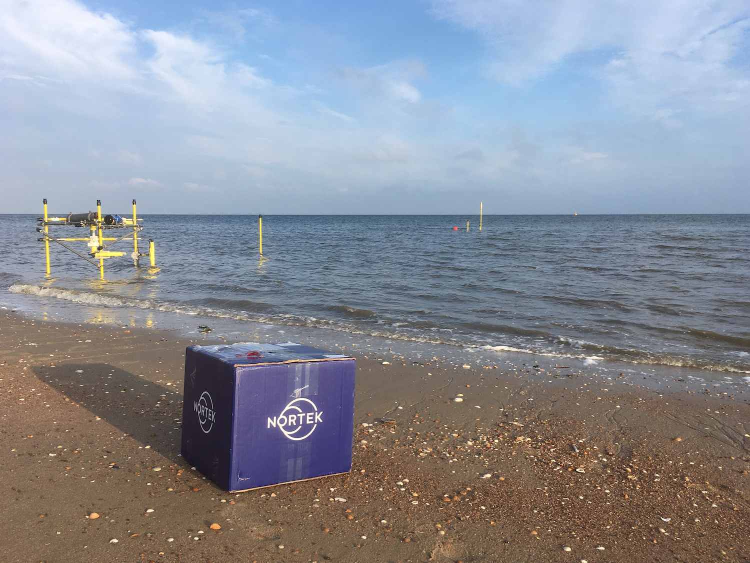 Nortek instrument box on the beach