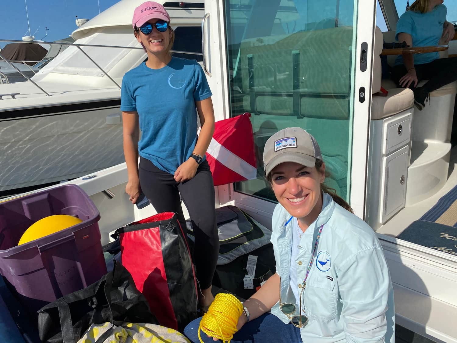 The Blue Latitudes team prepares the Eco for deployment in Long Beach Harbor just outside Los Angeles California