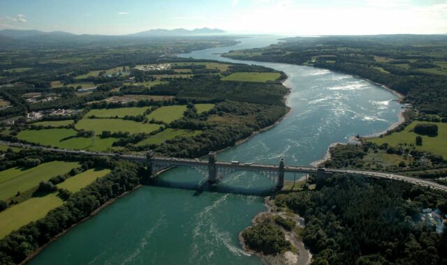 The natural laboratory of the Menai Strait is an ideal location for the measurement of turbulence in energetic tidal flows.
 (Photo: David Roberts)