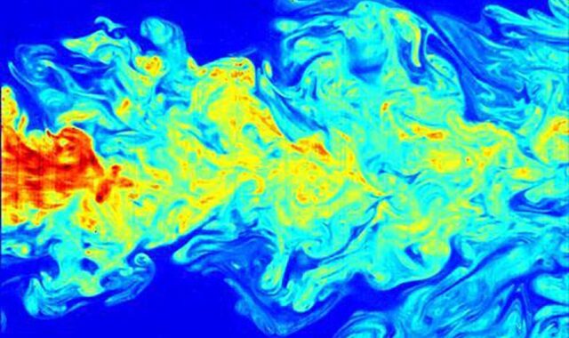 Vertical turbulent flow structures measured by an ADCP (a Signature1000), as a function of depth and time. The different colors correspond to flow speeds from +30 to -30 mm/s. Vertical turbulent flow structures measured by an ADCP (a Signature1000), as a function of depth and time. The different colors correspond to flow speeds from +30 to -30 mm/s.