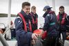 Plymouth University students aboard the university’s research vessel Falcon Spirit, deploying a Nortek Signature1000 mounted in a subsurface buoy.